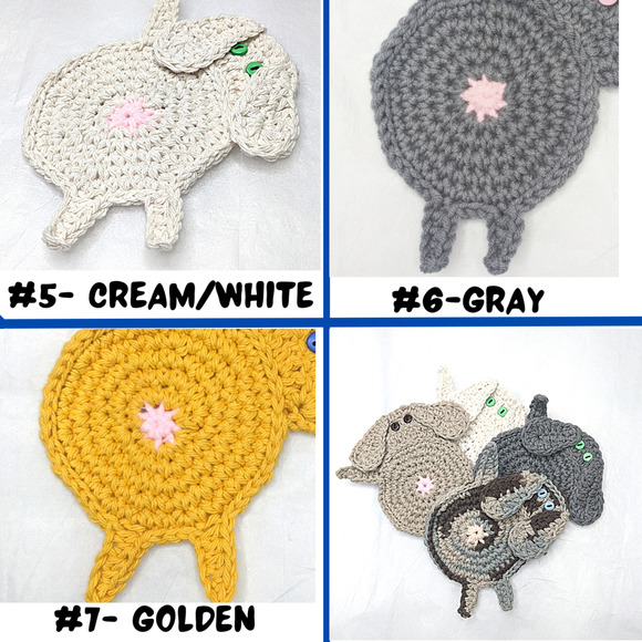 Hand Crafted Dog Butt Coasters Set of Two Crochet Puppy Coffee Table Mug Rug NEW - Picture 4 of 14